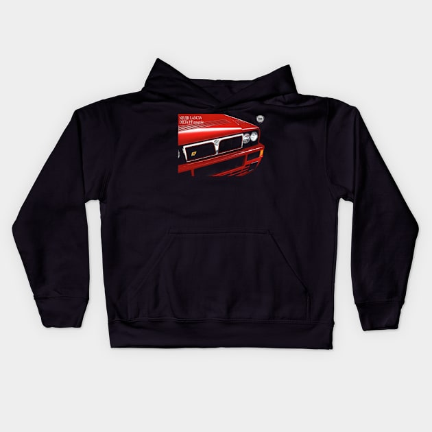 DELTA INTEGRALE - brochure Kids Hoodie by Throwback Motors